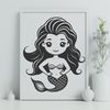 Enchanting Sea Siren A mythical underwater creature with a human upper body and fish tail, designed as vector art.
