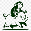 Cute Monkey Pig Vector Illustration A digital illustration of a monkey-pig hybrid creature, suitable for vector art projects.
