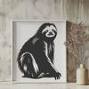 A slow-moving sloth in a tropical environment, created as vector art for graphic design projects.
