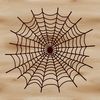 A intricate design of a spider web made up of interlocking lines and curves.