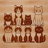 Feline Design Vector Art A colorful illustration of a domesticated cat in various poses, designed as vector art for crafting and design projects.