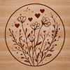 A colorful illustration of a wild flower in bloom, featuring delicate petals and a vibrant center.
