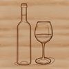 Wine Bottle and Glass Design Vector A detailed illustration of a glass filled with red wine sitting next to an opened bottle.