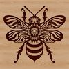 Ornate illustration of a honey bee in vector format