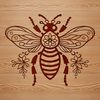 A stylized illustration of a bee with intricate details, suitable for vector design.