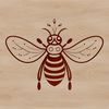 A detailed illustration of a bee, suitable for use in gardening and craft projects.