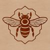 Illustration of a honeybee in mid-air, suitable for gardening or craft projects.
