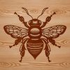 A detailed illustration of a bee in mid-air, suitable for gardening and craft projects.