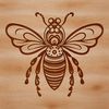 A detailed illustration of a bee with intricate patterns, suitable for gardening-themed projects.