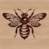 A simple illustration of a bee with a black body and yellow stripes, suitable for crafting and design projects.
