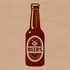 Beautiful Beer Glass Bottle Illustration A glass bottle filled with beer on a table surface.