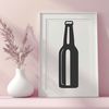 Digital Glass Bottle Art A glass bottle of beer with frothy foam on top, depicted in a digital vector format.