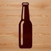 Digital beer bottle design with custom label and handle A digital illustration of a beer bottle with a label and a handle.