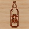 Digital Beer Design SVG File A digital illustration of a bottle of beer on its side, with the label facing forward.