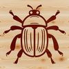 An illustration of a cute beetle with a smiling face, created as a vector graphic.