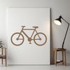 A simple bicycle silhouette with clean lines and minimalist design, suitable for cutting machines or laser engraving.