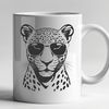 Cartoon Jaguar in Shades A sleek, spotted big cat wearing trendy sunglasses in a cartoon style.