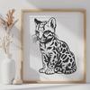 Ocelot Sitting Illustration A digital illustration of a wild ocelot sitting on its haunches.