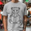 Vector Illustration of a Jaguar Reading An illustration of a big cat reading a book, rendered in vector art style.