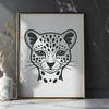 Beautiful Feline Wildlife Design A close-up illustration of a wild ocelot's head, showcasing its distinctive markings and features.