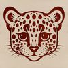 Close-Up Feline Illustration A close-up illustration of a wild ocelot's head, suitable for vector designs and commercial use.