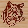 Beautiful Vector Cat Design A close-up illustration of a wild animal's head, featuring a big cat with distinctive markings.