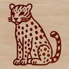 A wild animal illustration of a big cat sitting on its haunches.