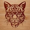 An SVG vector design of an ocelot's face showcasing its feline characteristics and unique coat pattern.