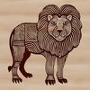 A standing lion with a majestic mane, typical of a big cat found in savannas and grasslands.
