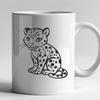 Whiskered Wildlife SVG Illustration A wild ocelot sitting on its haunches, depicted as a detailed vector illustration.