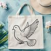 Elegant White Dove Silhouette A white dove perched on a branch, created as a vector art design.