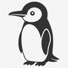 A stylized digital illustration of a penguin in black lines and simple shapes, suitable for vector art.