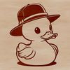 A white domesticated waterfowl bird wearing a hat and depicted in vector format.