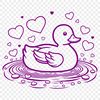 Love Heart Duck Clip Art Vector A vector illustration of a duck with love hearts, suitable for various digital designs.