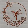 Free Vector Illustration of a Hummingbird in Flight A detailed vector art design of a hummingbird in flight amidst a lush garden setting.