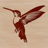 Illustration of a hummingbird in flight, a wild animal with iridescent feathers.