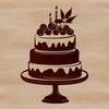 A round birthday cake with lit candles on top.