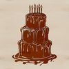 An SVG graphic of a traditional birthday dessert featuring layers of frosting and sprinkles.