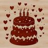 Colorful Birthday Cake with Love Hearts SVG Design A colorful cake design featuring love hearts, perfect as a vector graphic template for digital cutting machines like Cricut.