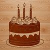 Happy Birthday SVG Clip Art Design A colorful illustration of a traditional birthday cake with candles, perfect for personal or commercial use in vector format.