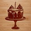 Free SVG Birthday Cake Clip Art Design A colorful illustration of a birthday cake with candles, perfect for decorating or printing.