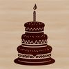 Candles Lit Birthday Cake Art A colorful illustration of a birthday cake with candles lit, perfect for decorating or crafting projects.