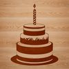 Celebratory Cake Clip Art A colorful birthday cake with candles lit on top, suitable for use as clip art in various designs.