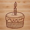 A traditional birthday cake design featuring multi-tiered layers and colorful frosting.