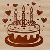 Sweet Love Heart Cake Design A colorful illustration of a birthday cake with decorative love hearts on top.