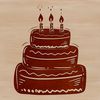 Colorful Layered Cake Design SVG A colorful illustration of a layered birthday cake with candles and decorations, suitable for printing and cutting.
