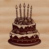 Colorful Cake SVG Design A colorful illustration of a birthday cake with candles, ideal for crafting and DIY projects.