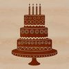 A colorful illustration of a birthday cake with candles and decorations, suitable for personal or commercial projects.
