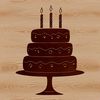 Colorful Cake Design for Celebrations A stylized illustration of a birthday cake with candles on top.