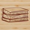 An educational symbol featuring a 3D vector design of a closed book with cover art.